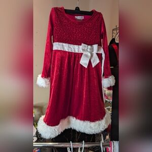 Bonnie Jean Red and White Glittery And Sequin Formal Kids Dress